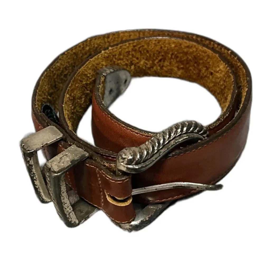 Brighton Brown Leather Belt with Silver Buckle - Picture 2 of 11